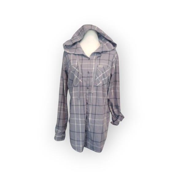 Columbia Jackets & Blazers - Columbia Jacket, Plaid Cotton Button Up Shirt Hoodie Women's M Purple Shacket